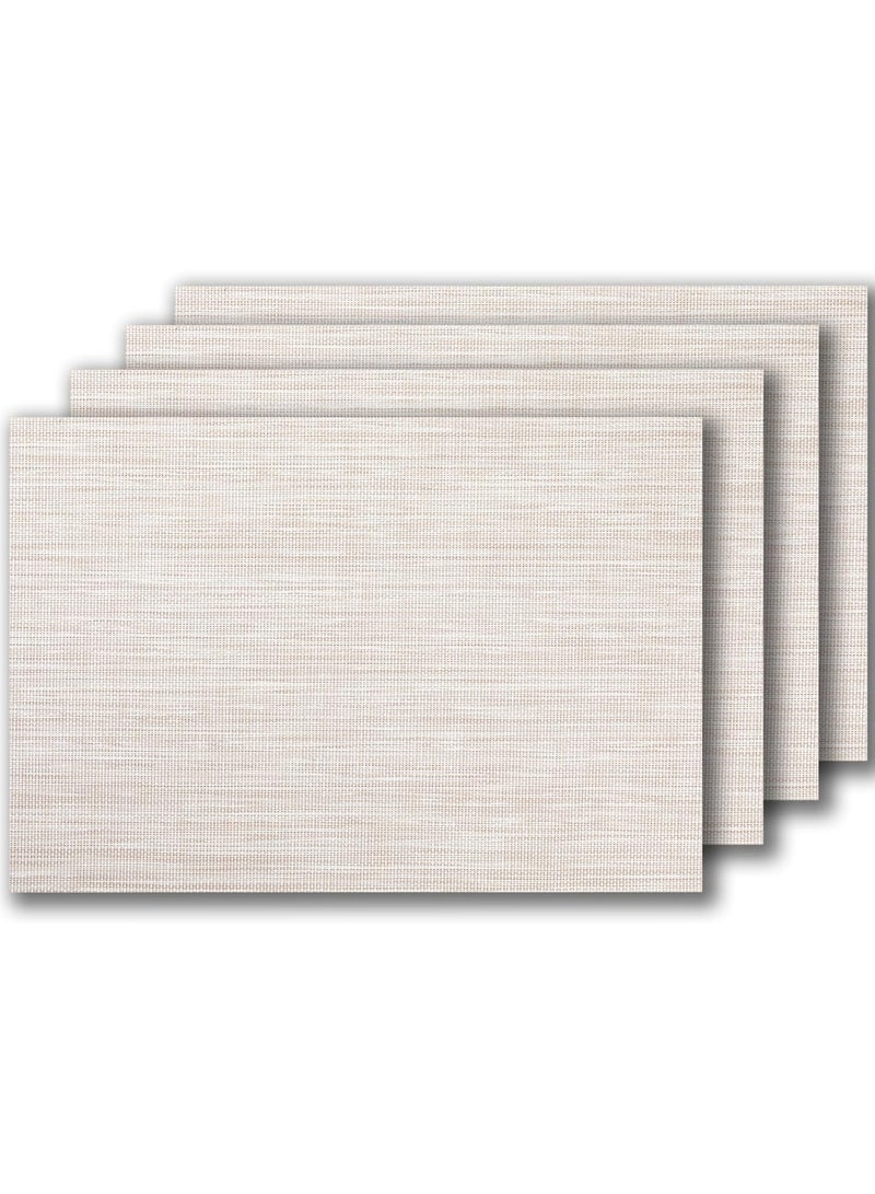 CLENEA PVC Woven Placemats, 4 PCS Wipeable Indoor/Outdoor Table Mats, Washable Place Mats, eat Resistant Table Placemats, for Dining Table, Set of 4-Beige - Image 1
